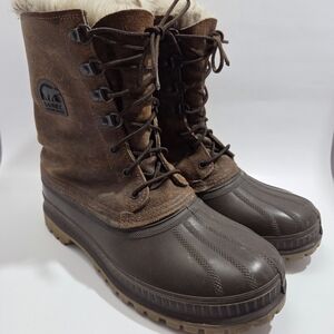Sorel Kaufman Caribou Vintage Men's Dark Waterproof Brown Snow Boots Sz 9